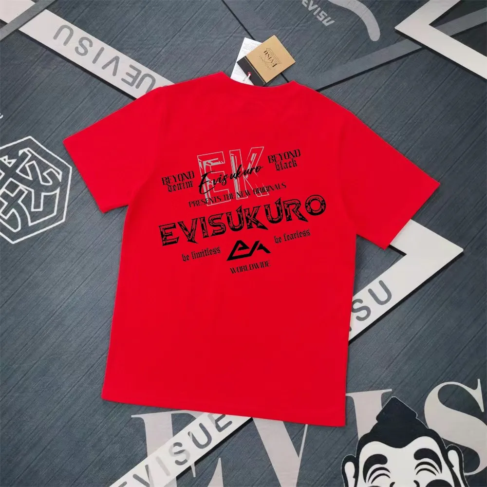 Evisu 2025New Arrival T ⚠ Quality⚠ Same Style T 。 ，Black S-XXL，White S-XXL，Gray M-XXL，Red S-XXL， Red M-XXL